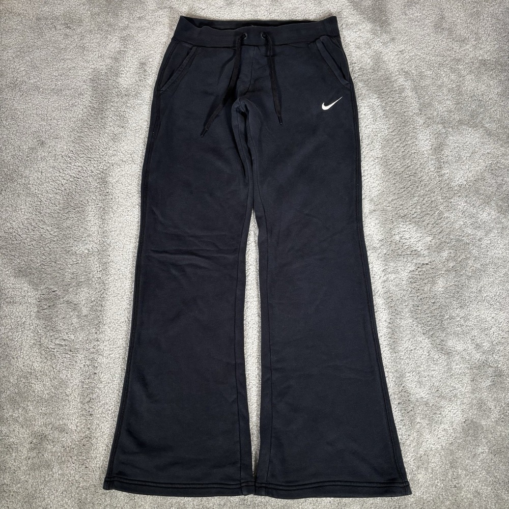Nike Sportswear Sweatpants Womens S Black Club Fleece Flared Open Hem Drawstring
